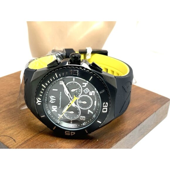Technomarine Men's Watch TM-215069 Manta Chronograph Quartz Black Yellow Rubber - Picture 9 of 15